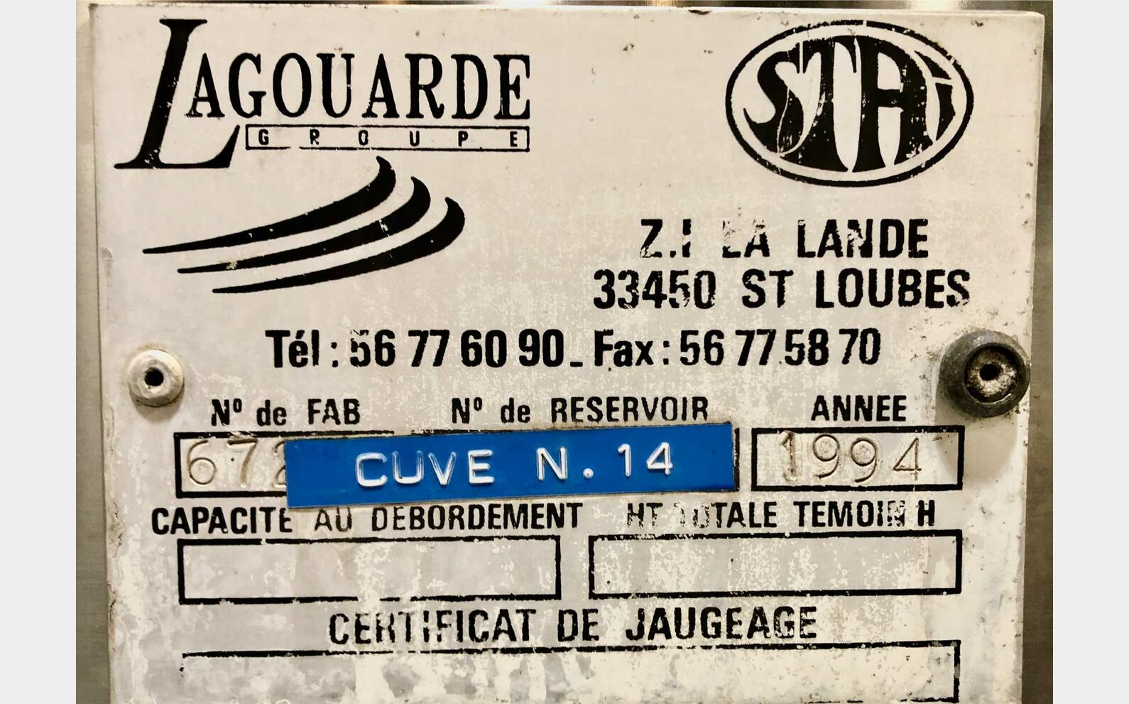 304L stainless steel tank 150 HL (15 000 litres) STAI