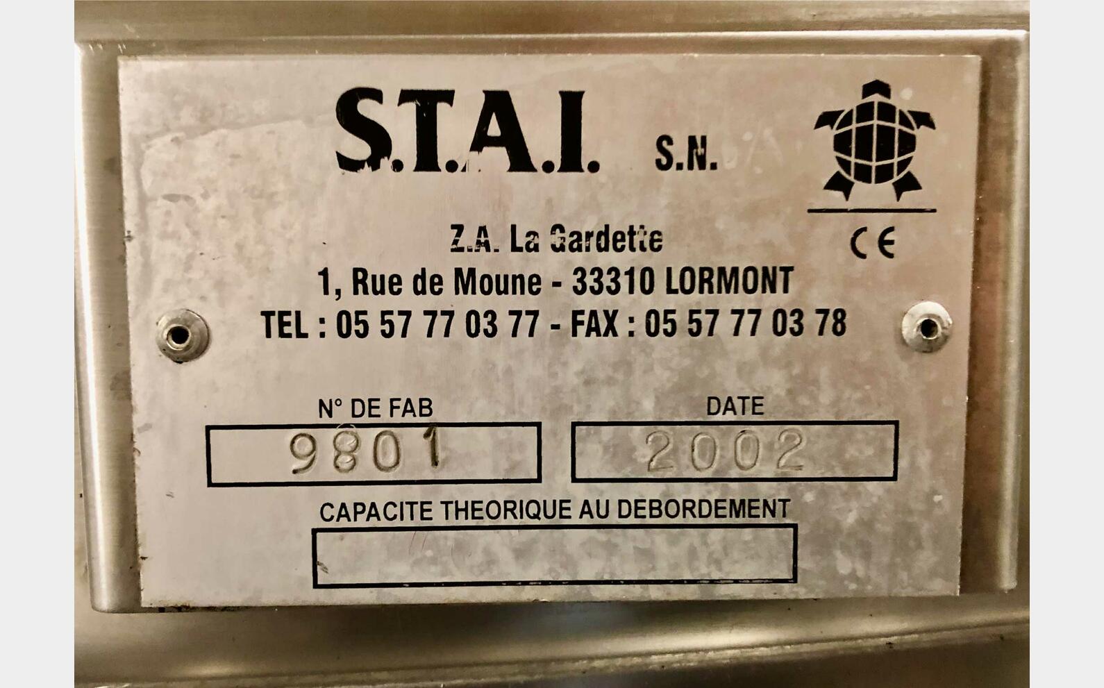304L stainless steel tank 60 HL (6 000 litres) STAI
