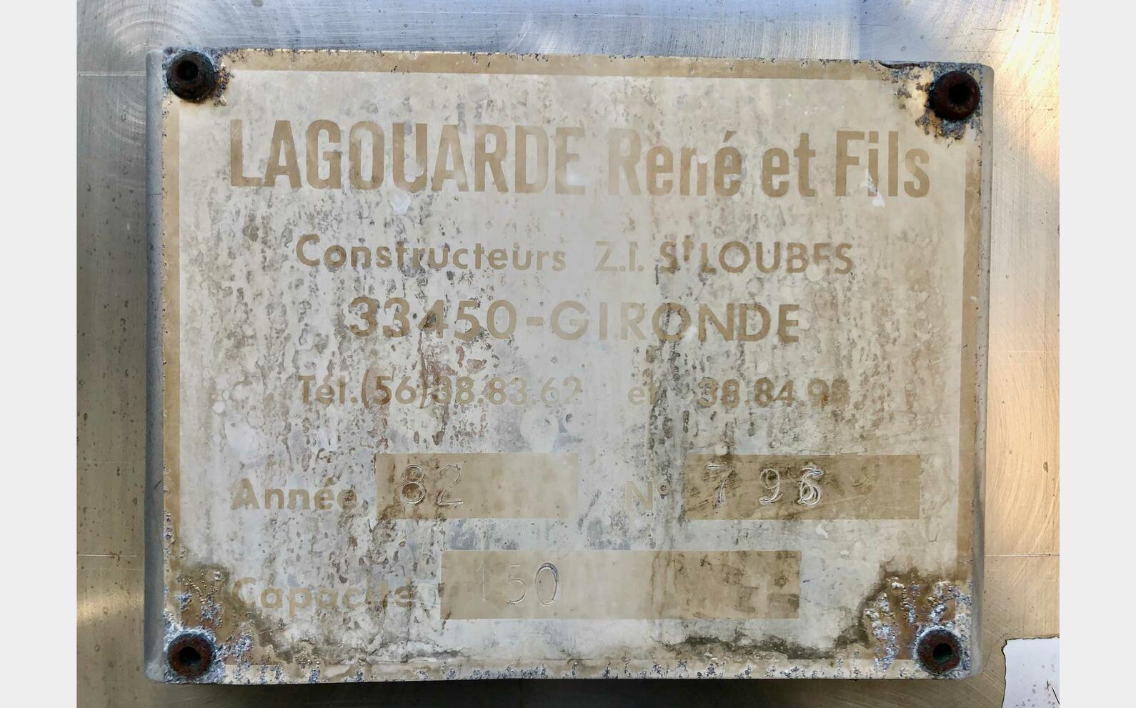Stainless steel tank 304L - Internal flag 150 HL (15 000 litres) LAGOUARDE