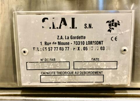 Cuve inox 304L 40 HL (4 000 litres) STAI