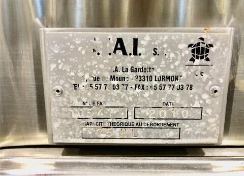 304L stainless steel tank 75 HL (7 500 litres) STAI
