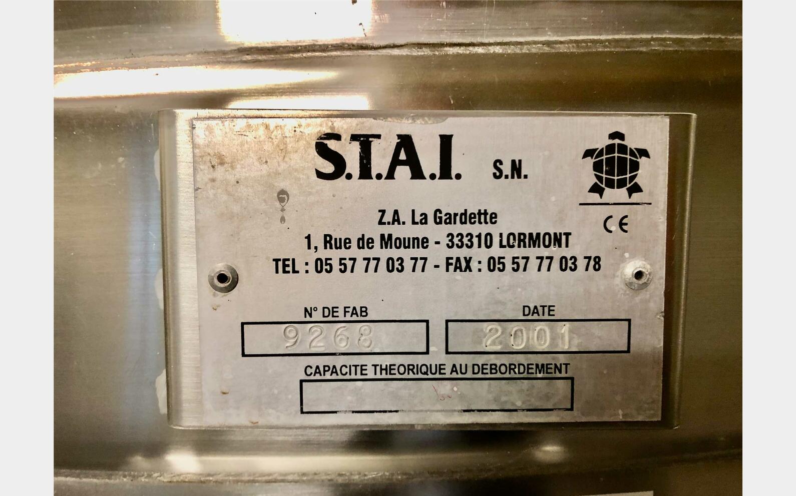 304L stainless steel tank 39 HL (3 900 litres) STAI
