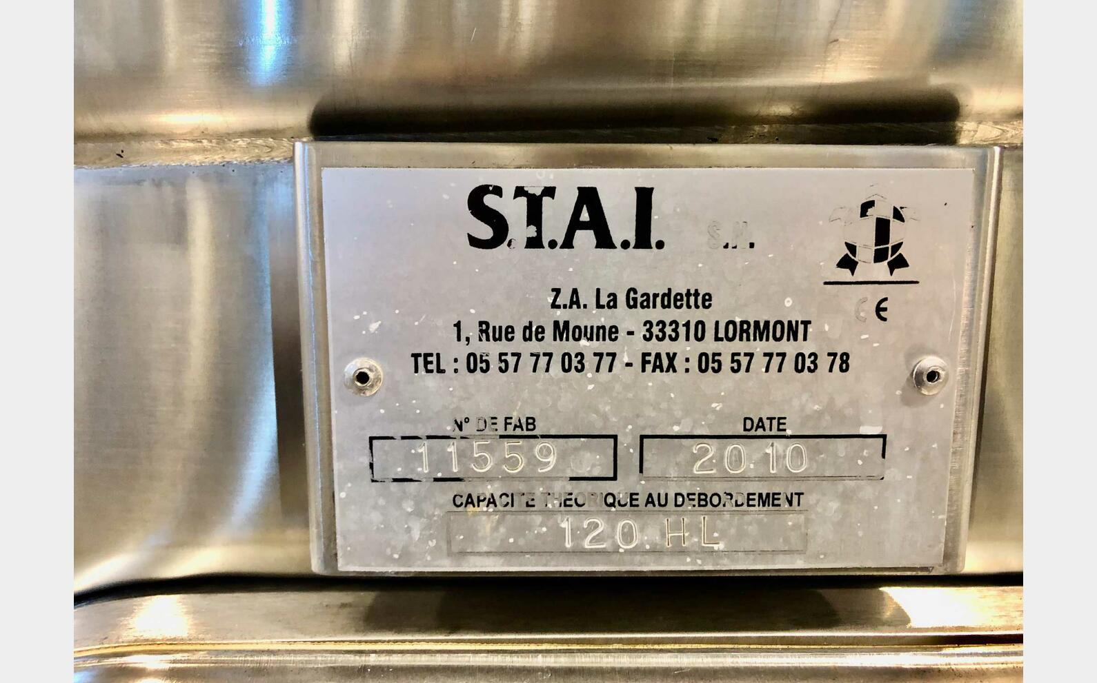 304L stainless steel tank 120 HL (12 000 litres) STAI