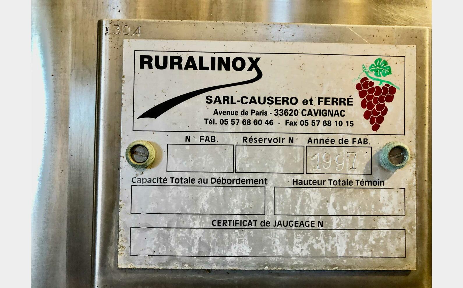 Cuve inox 120 HL (12 000 litres) RURALINOX