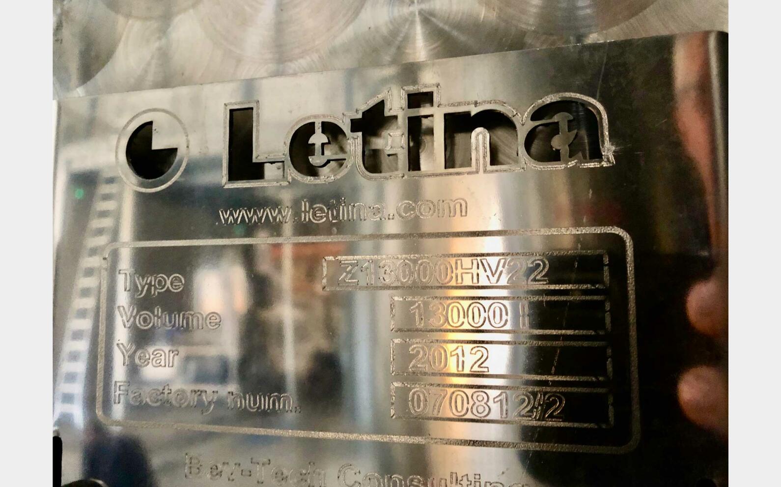 Stainless steel tank - Temperature controlled 130 HL (13 000 litres) LETINA
