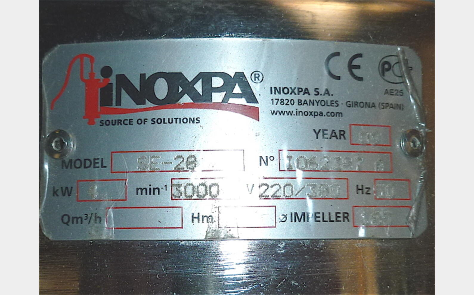 Pompe centrifuge INOX 316L MATERIEL NEUF Ann&eacute;e : 2013