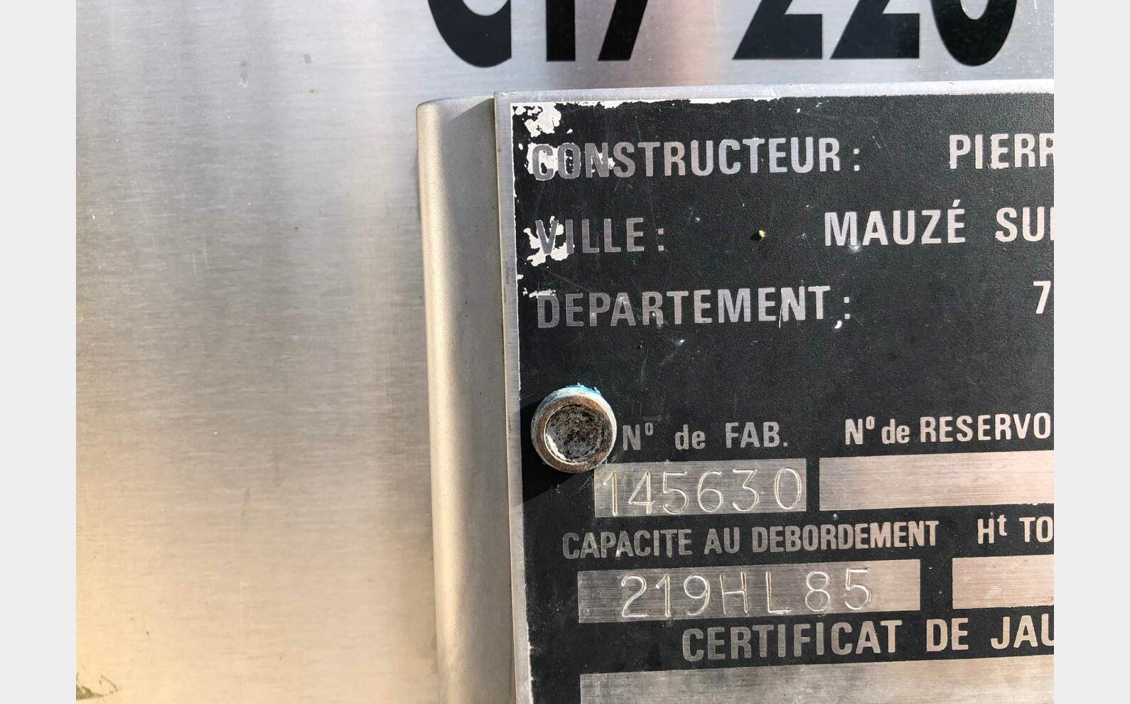 Stainless steel tank 304L 220 HL (22 000 litres) PIERRE GUERIN