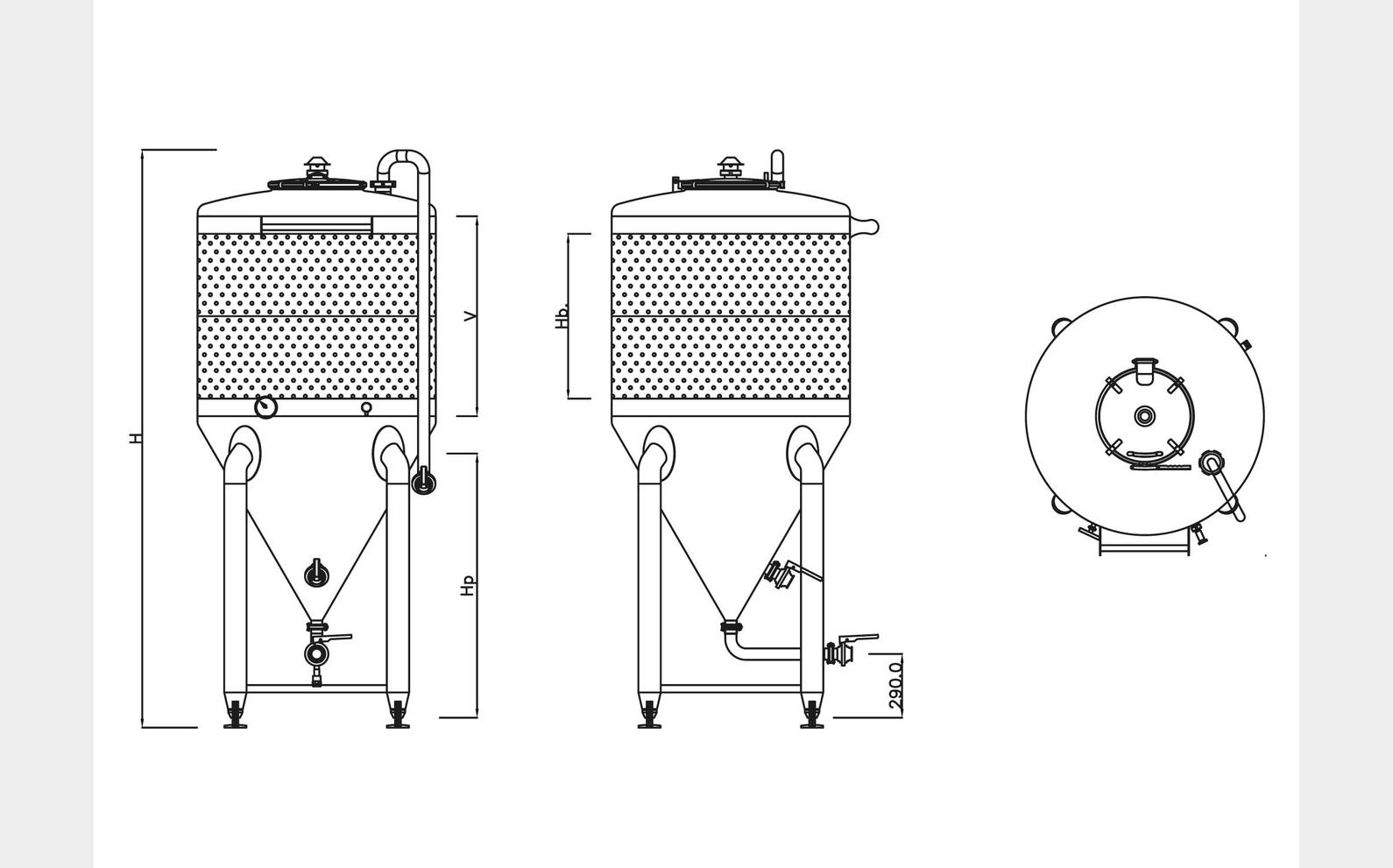 Stainless steel tanks 304 - Cylindro-conical From 9.5 to 15.2 HL ARSILAC