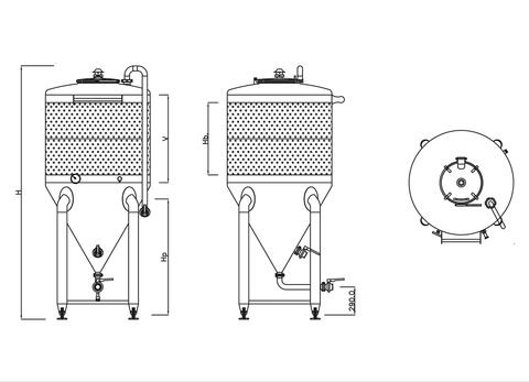 Stainless steel tanks 304 - Cylindro-conical From 9.5 to 15.2 HL ARSILAC
