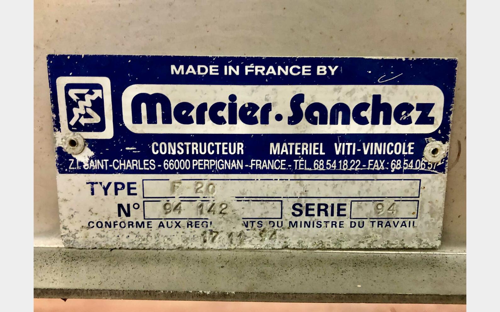 Crusher destemmer - SCE 20 MERCIER SANCHEZ