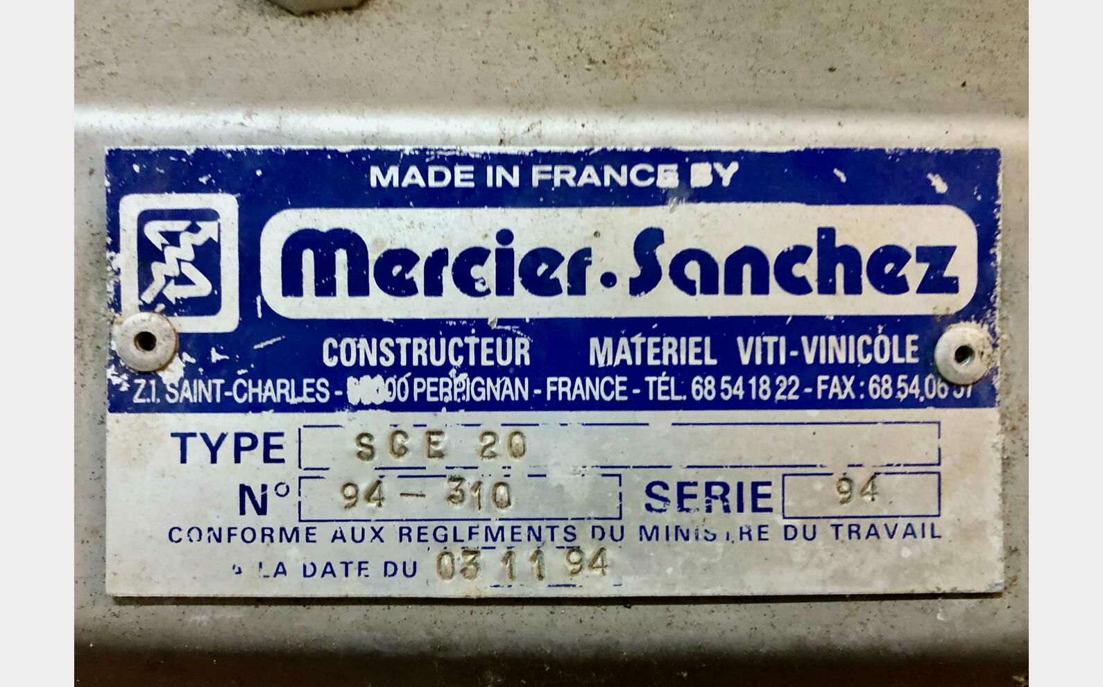 Crusher destemmer - SCE 20 MERCIER SANCHEZ