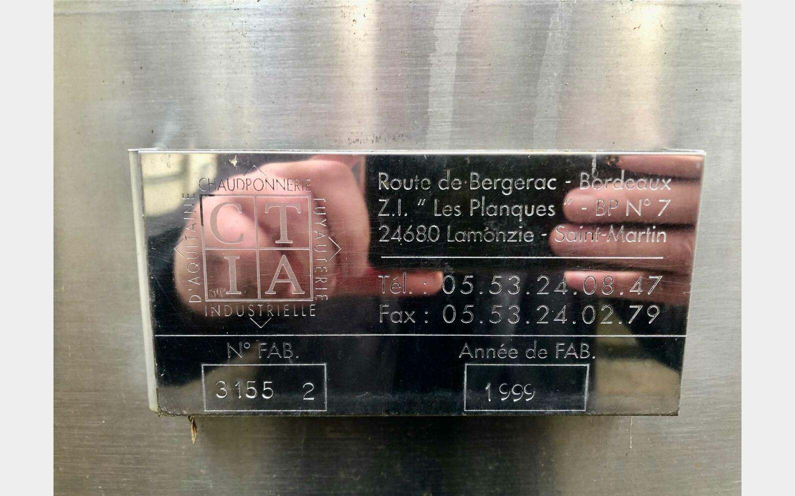 Cuve inox 304L fond inclin&eacute; &agrave; 2.5% 507 HL (50 700 litres) CTIA