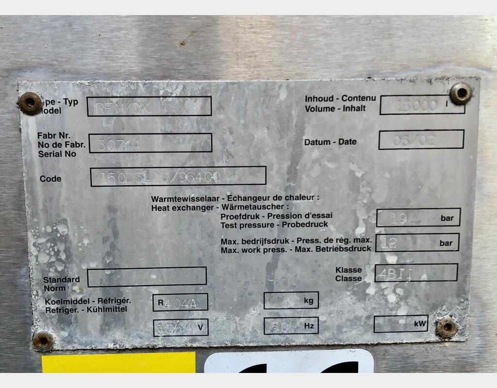 Stainless steel cylindrical tank - Milk tank