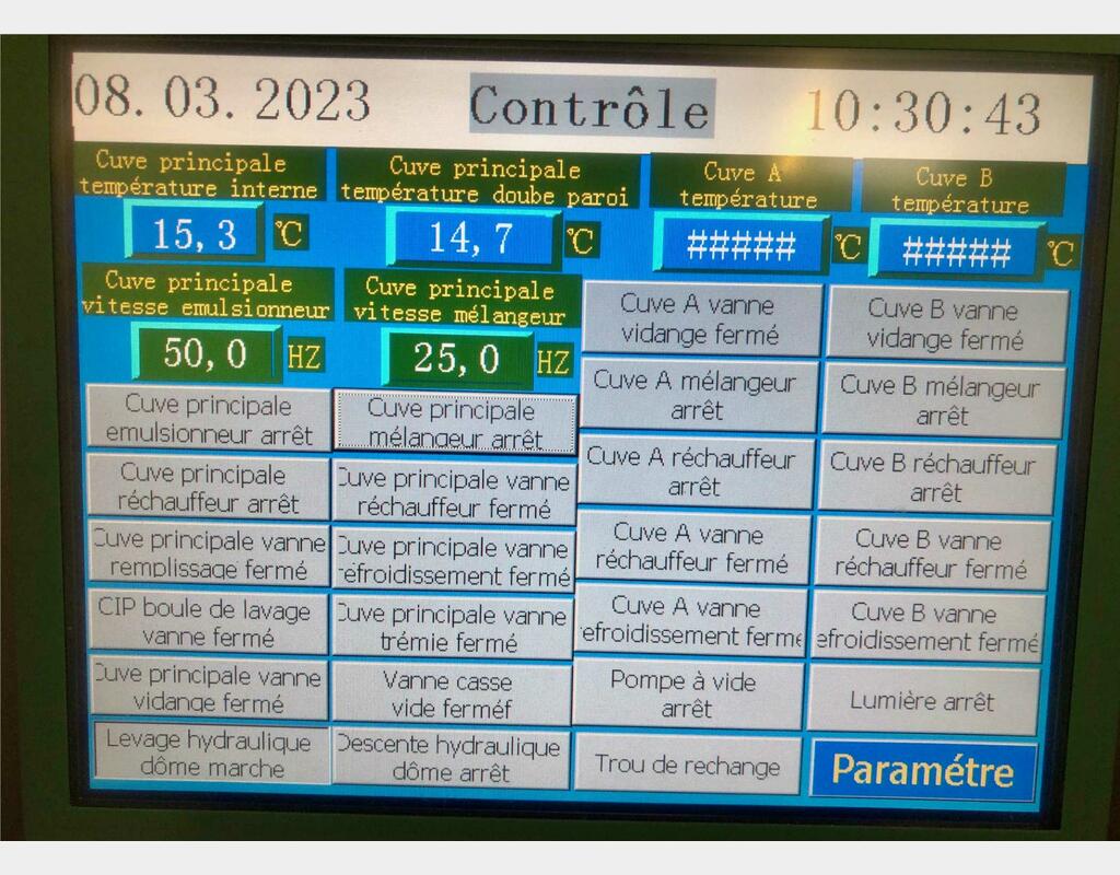 Cuve en acier inoxydable - Mélange avec émulseur