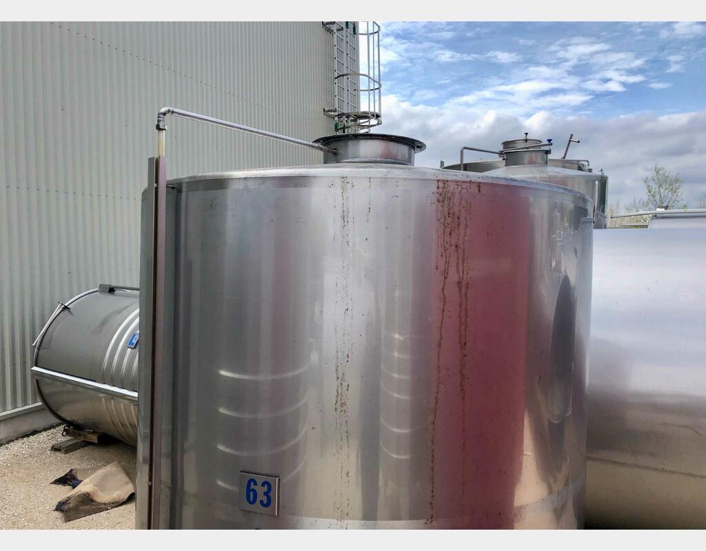 Stainless steel tank - Flat bottom - Without feet - Conical roof