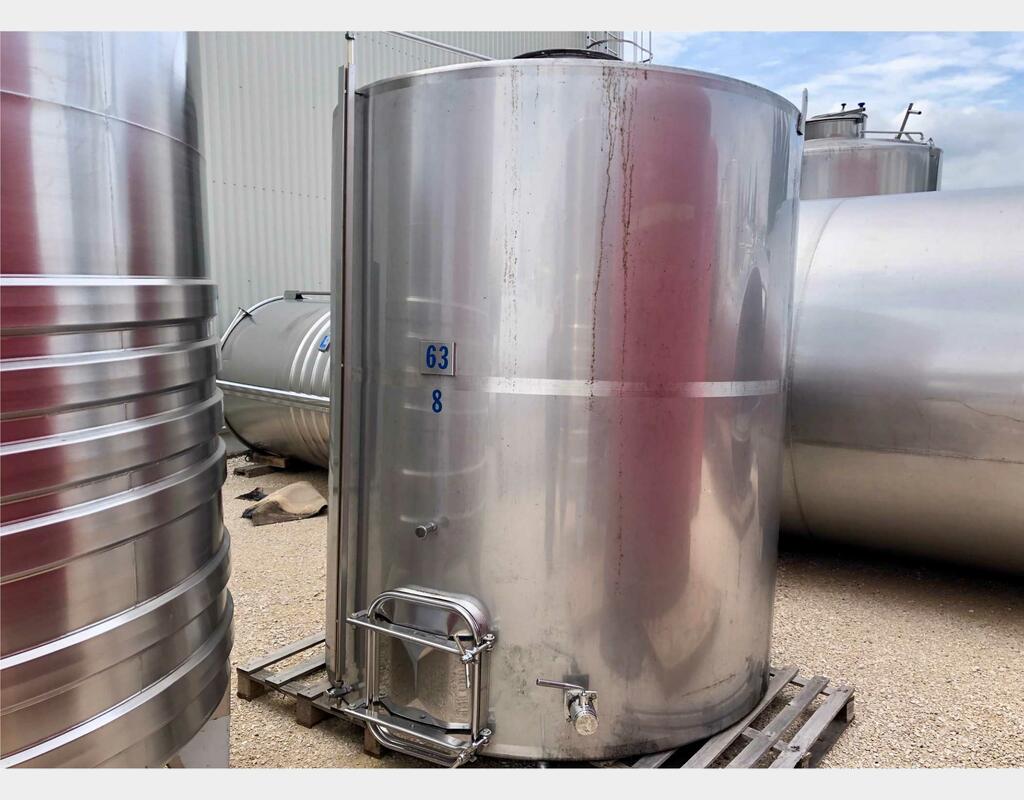 Stainless steel tank - Flat bottom - Without feet - Conical roof