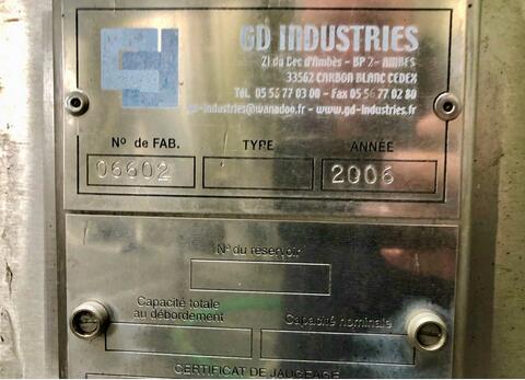 Compartmented tank 460 + 260 HL = 660 HL (66 000 litres) GD INDUSTRIE