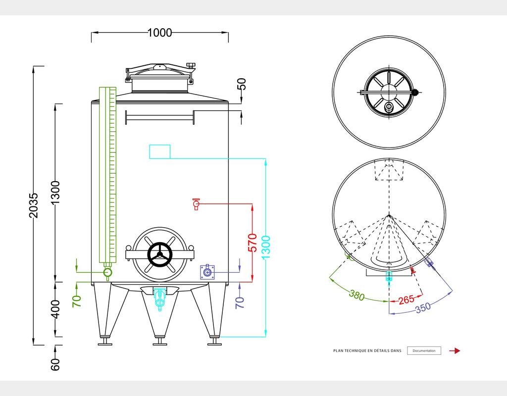 Stainless steel tank 304 - Closed - STOBP1000