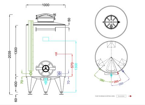 Stainless steel tank 304 - Closed - STOBP1000