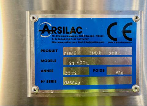 316L ss tank 211HL (21 100 liters) ARSILAC