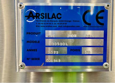 Stainless steel tank 304 105 HL (10 500 Litres) ARSILAC