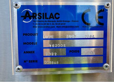 Cuve inox 316L 162 HL (16 200 litres) ARSILAC