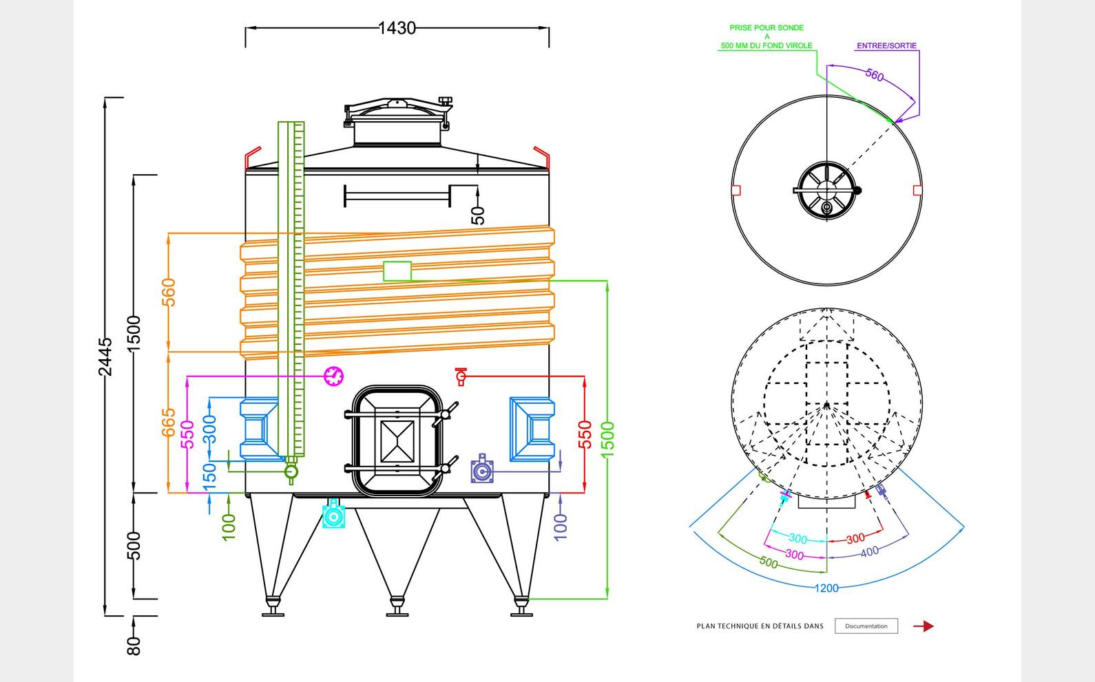 Cuve inox 304 - Circuit serpentin 25.4 HL (2 547 litres) ARSILAC