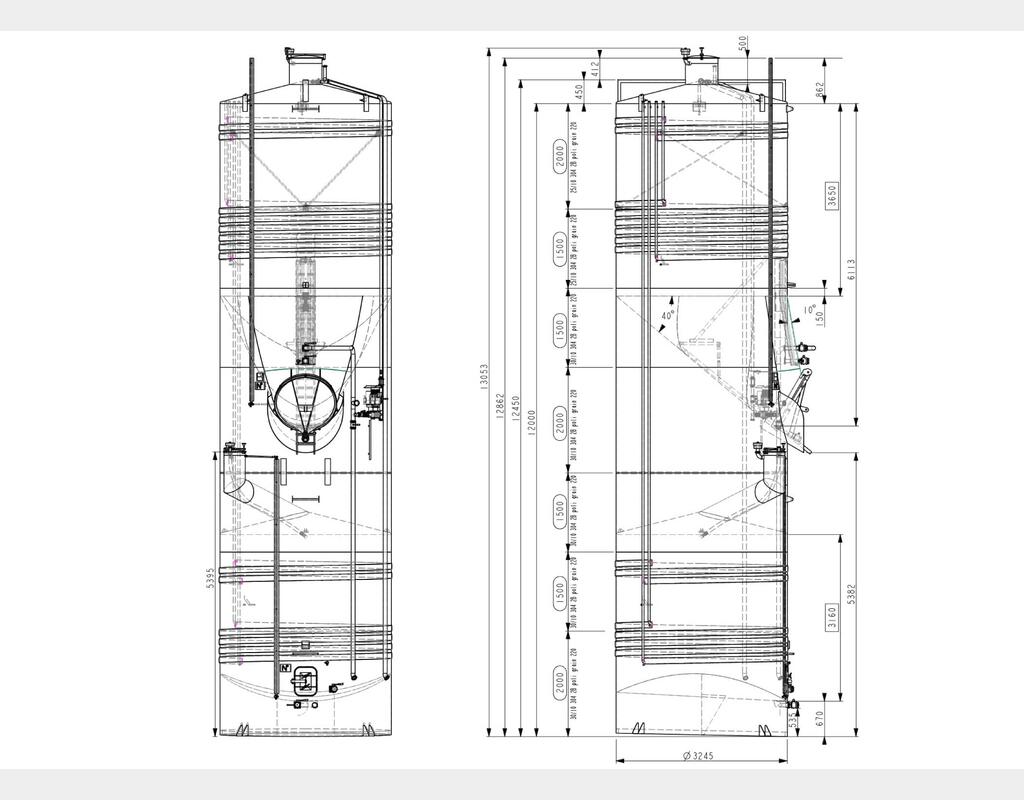 Stainless steel tank - Self-draining, compartmentalized