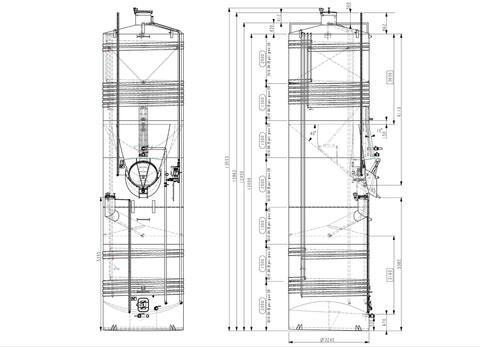 Stainless steel tank - Self-draining, compartmentalized