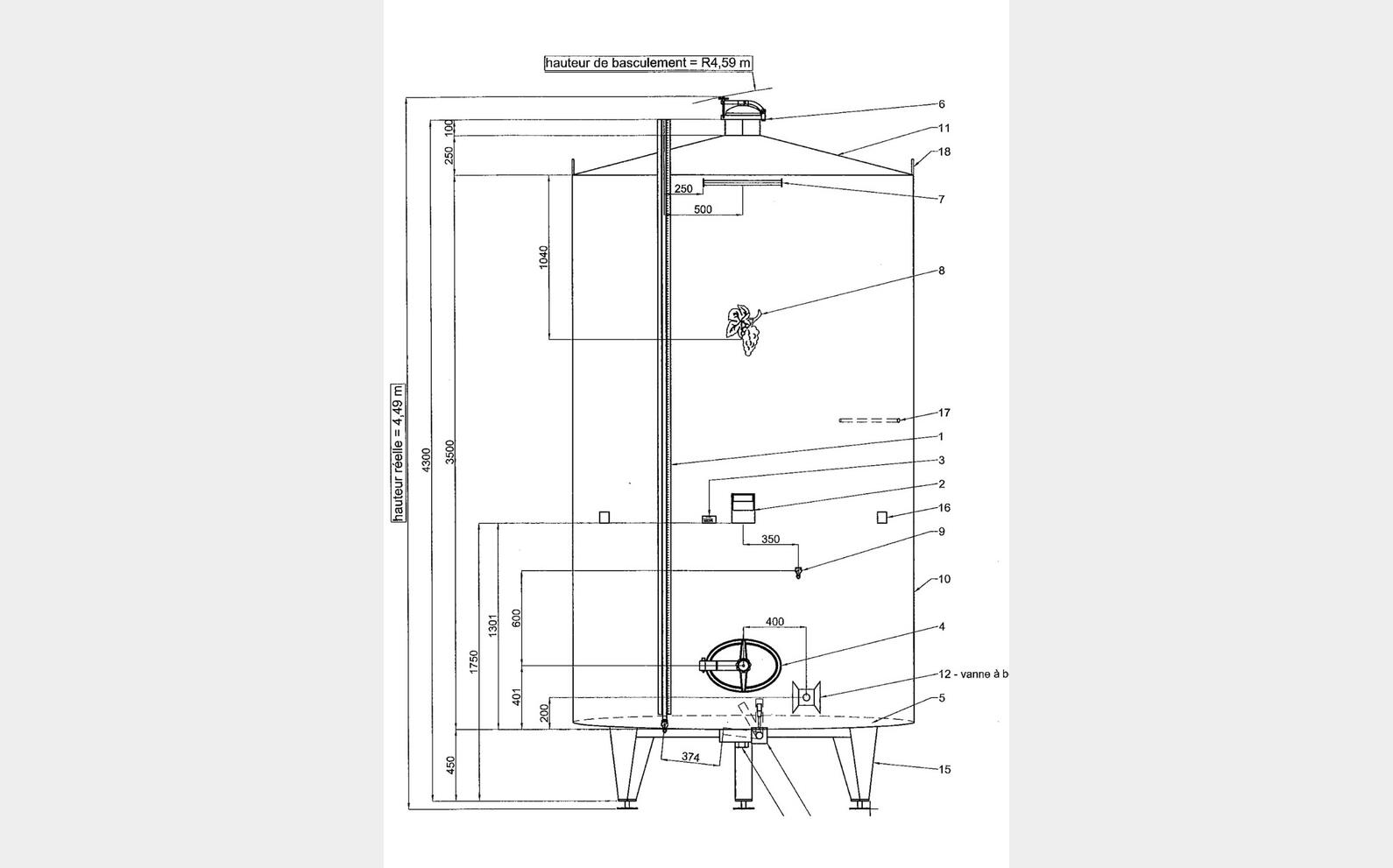 Cuve inox 316L - Sur pieds 200 HL (20 000 litres) METALINOX