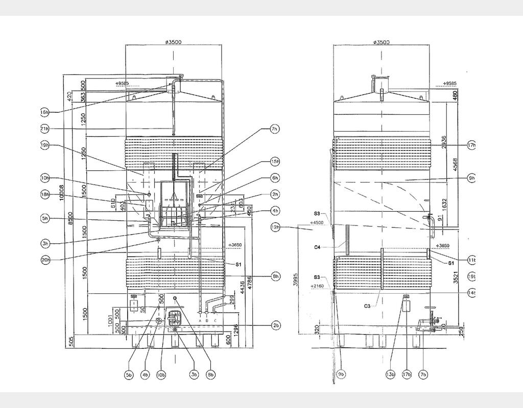 Cuve inox compartimentée - (350 + 350 hl)