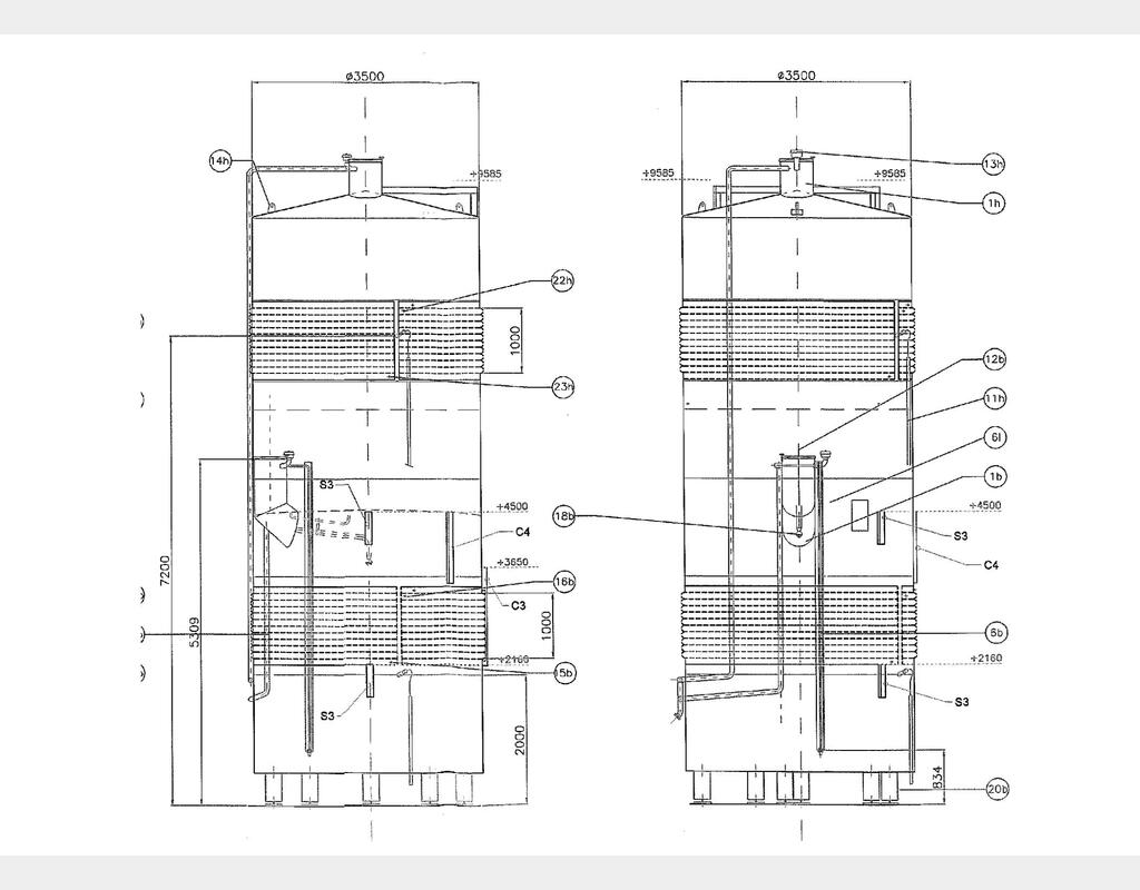 Cuve inox compartimentée - (350 + 350 hl)