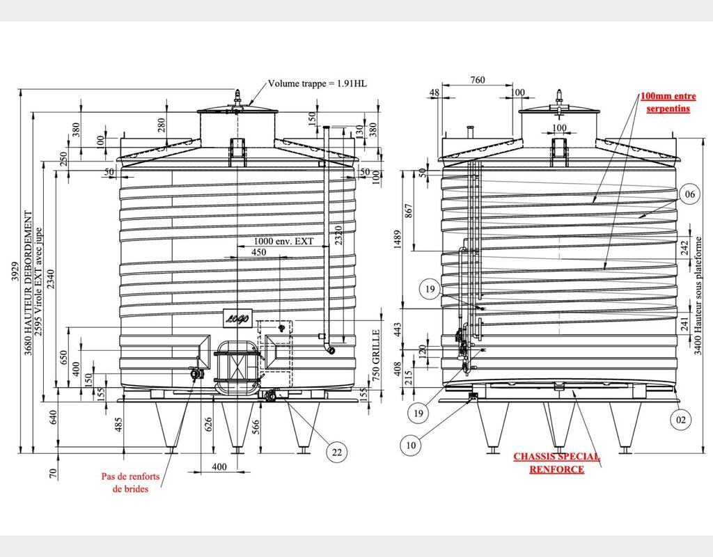 316L stainless steel tank - Insulated and temperature-controlled