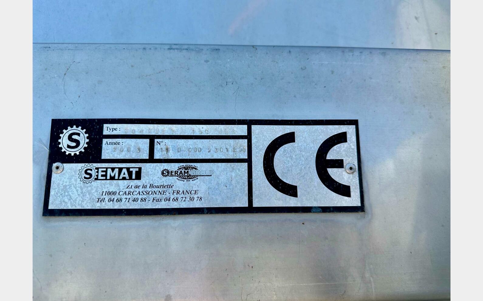 Stainless steel Conquet - Screw 150 HL (1 500 litres) SEMAT