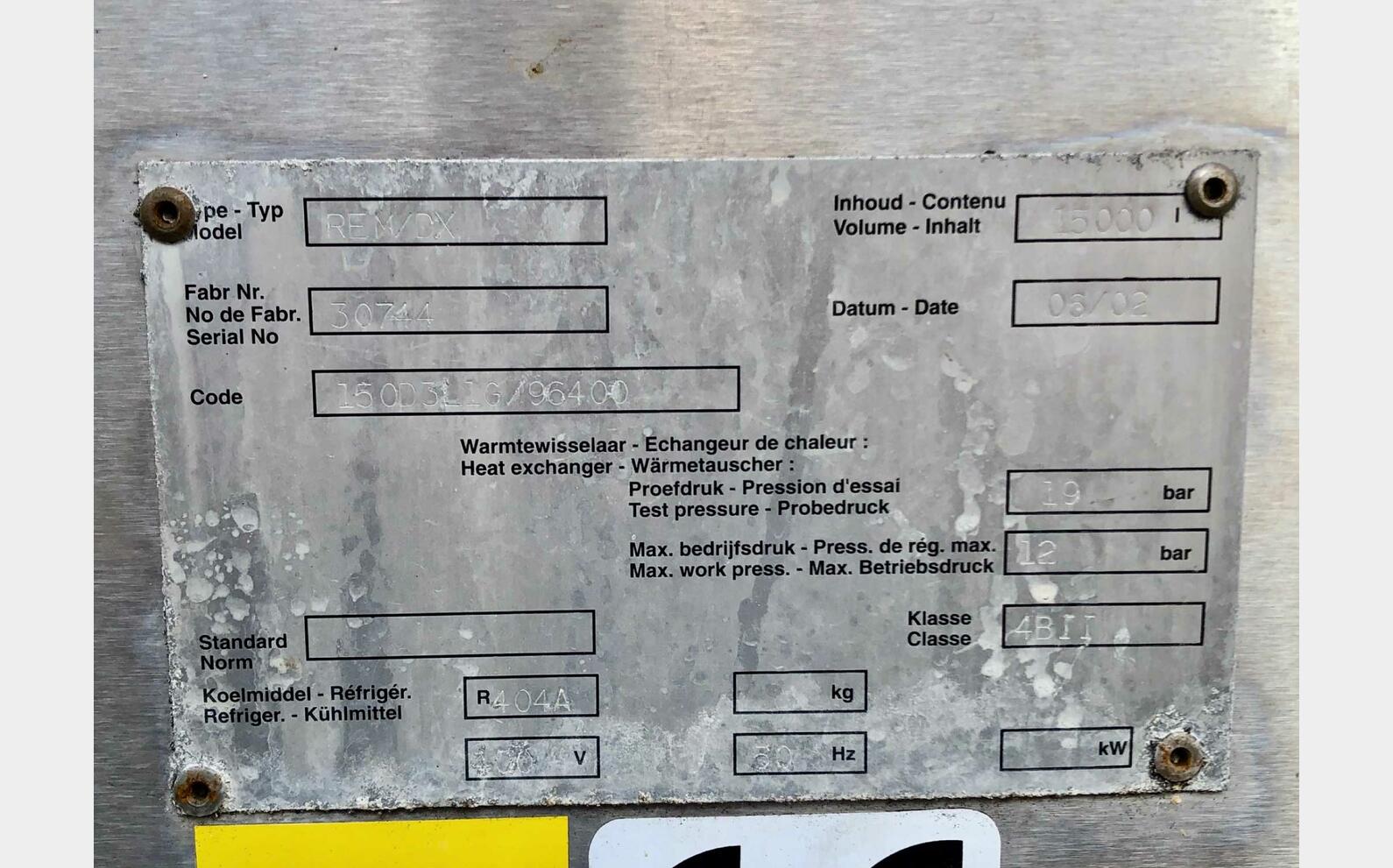 Stainless steel tank - Milk tank 150 HL (15 000 litres) ALFA LAVAL