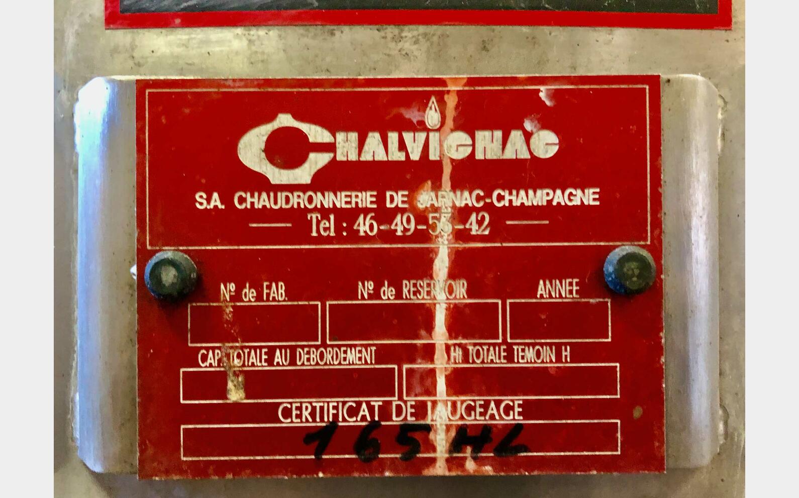 Stainless steel tank - Storage 165 HL (16500 litres) CHALVIGNAC