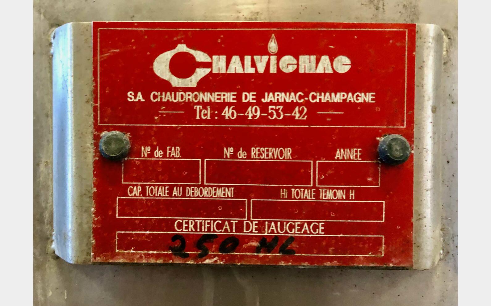 Stainless steel tank - Storage 250 HL (25 000 litres) CHALVIGNAC