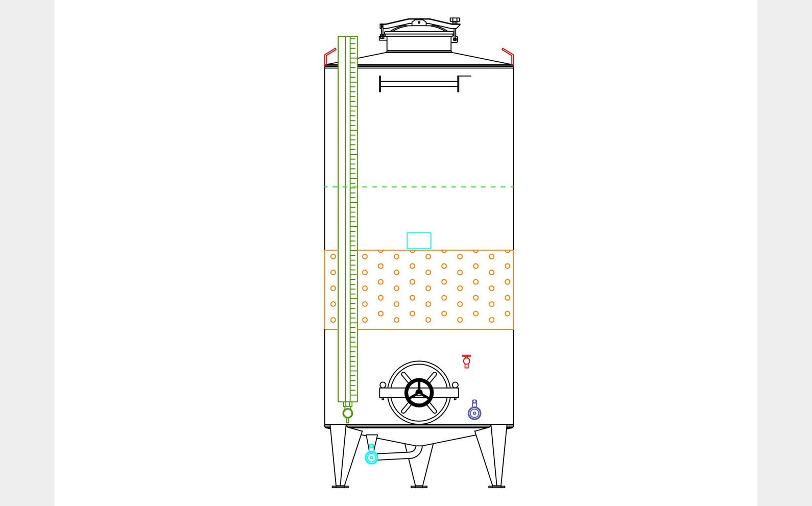 Cuve inox 304 thermor&eacute;gul&eacute;e fond bomb&eacute; sur pieds 26.2 HL (2 623 litres) ARSILAC