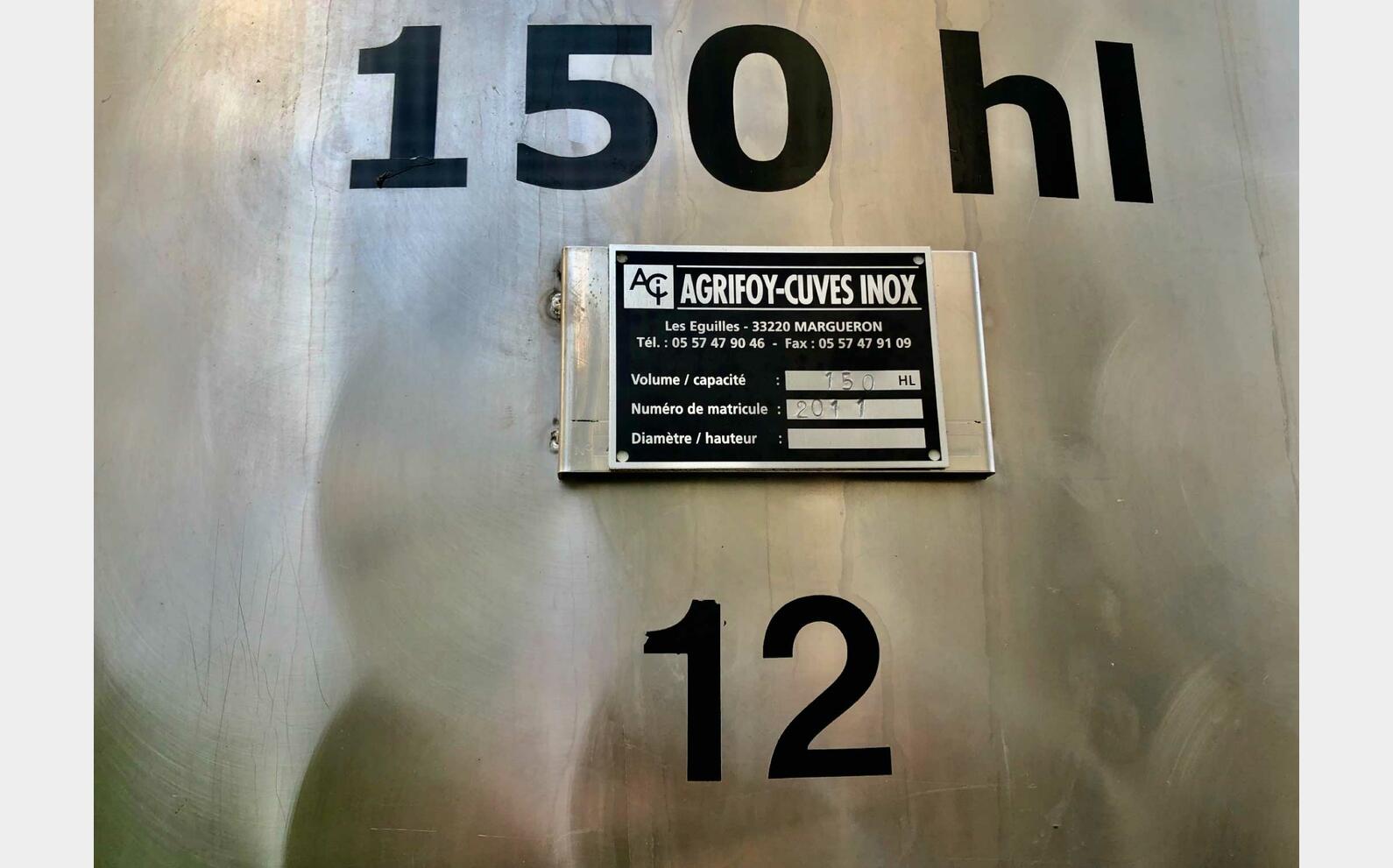 Stainless steel tank - Storage 150 HL (15000 litres) DABRIGEON