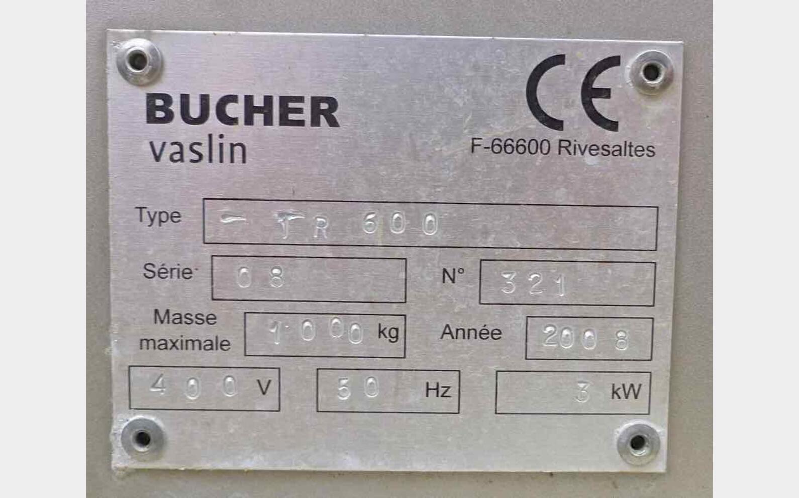 Tapis &agrave; bande BUCHER Ann&eacute;e : 2008 Type : TR 600