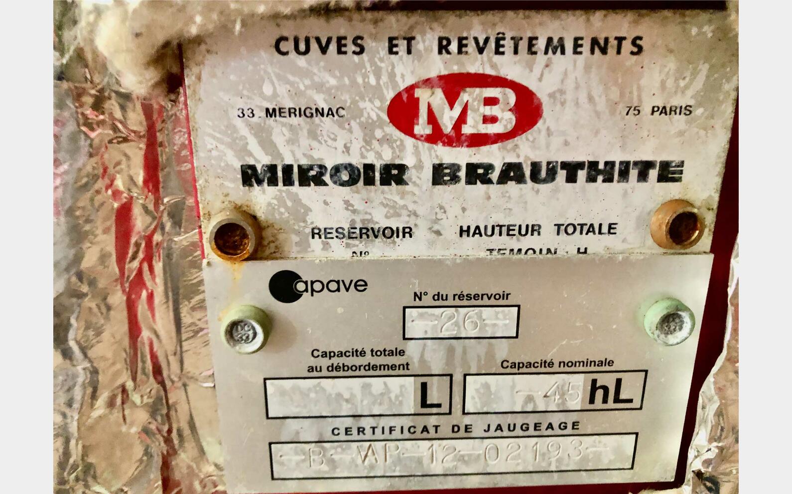 Cuve fibre de verre fond plat 45 HL (4 500 litres) MIROIR BRAUTHITE