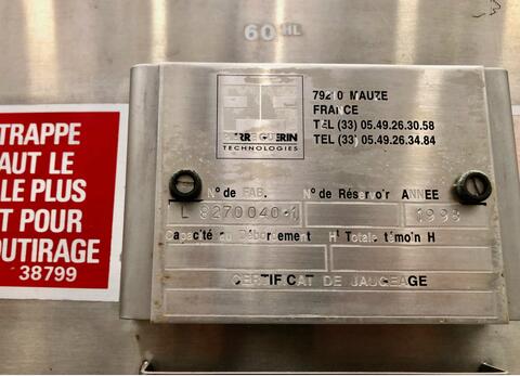304L Stainless steel tank - Flat bottom 60 HL (6,000 litres) PIERRE GUERIN