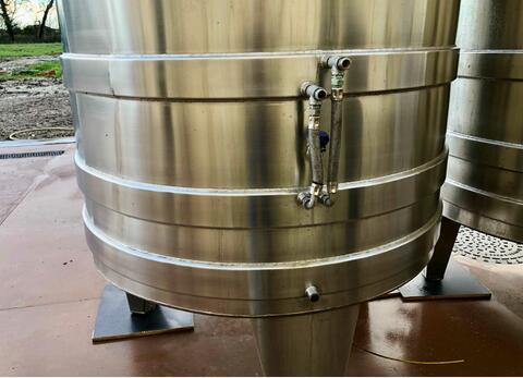 Cuve inox 304L verticale cylindrique - Fond plat incliné sur pieds