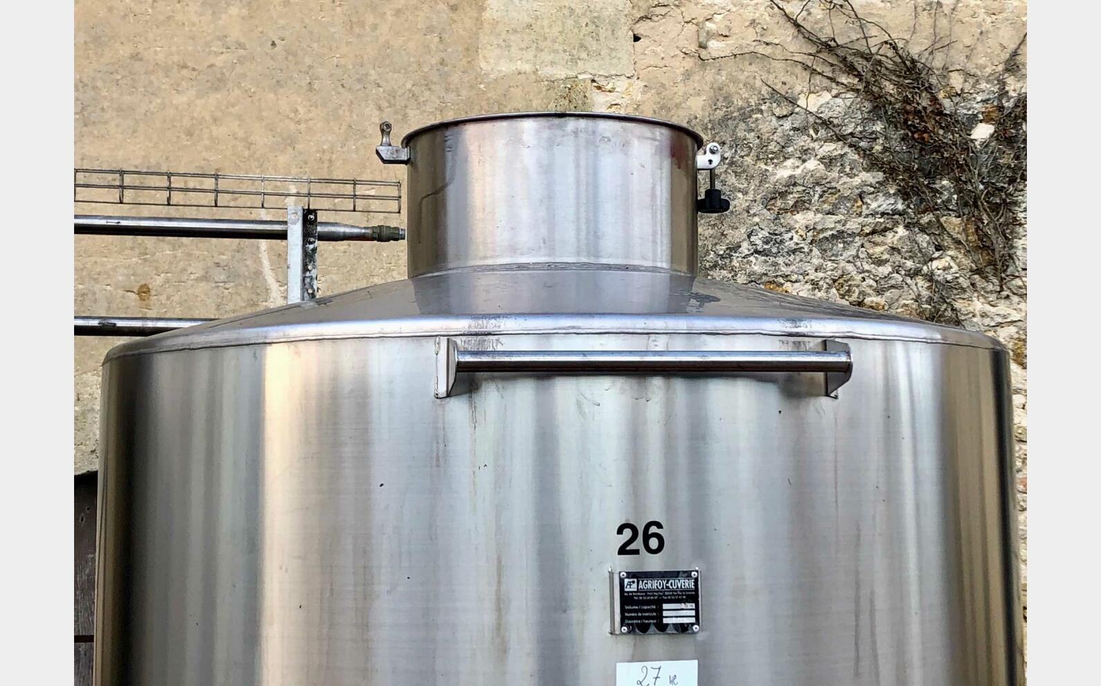 Cuve inox 304L 27 HL (2 700 litres) AGRIFOY