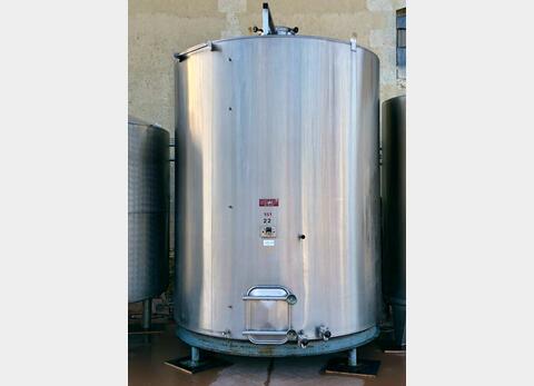 304L vertical cylindrical stainless steel tank - Inclined flat bottom on feet