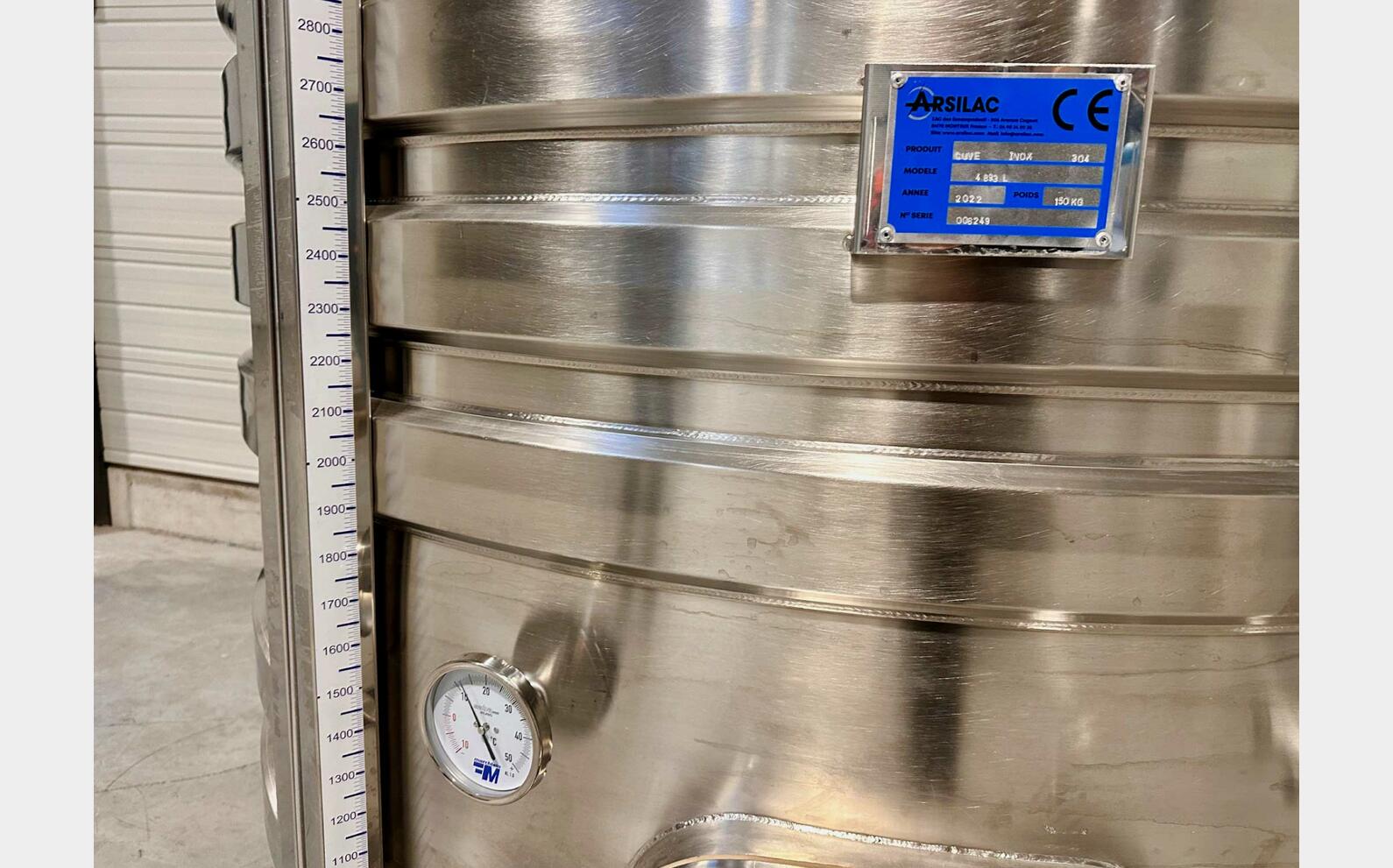 Cuve inox 304 - Circuit serpentin 48.9 HL (4 893 Litres) ARSILAC