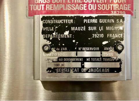 304 ss tank - Thermoregulated 190 HL (19,000 litres) PIERRE GUERIN