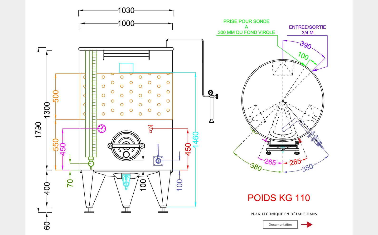 316L ss tank - Honeycomb circuit 9.7 HL (979 litres) ARSILAC
