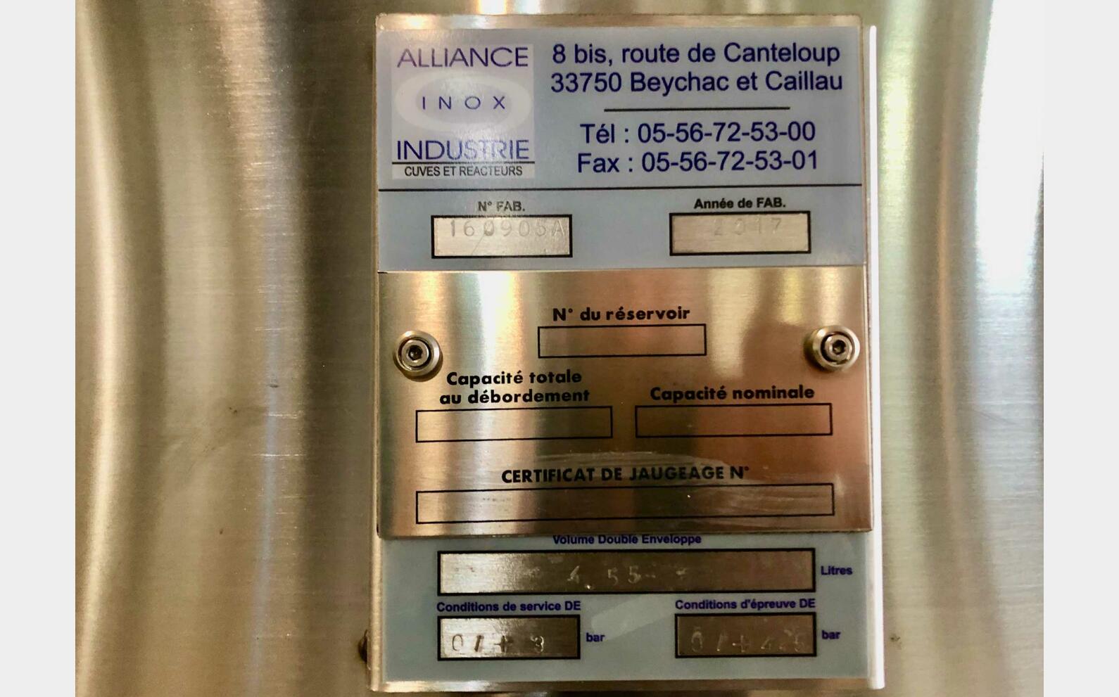 Cuve inox 304L - Thermor&eacute;gul&eacute;e 50 HL (5 000 Litres) ALLIANCE INOX