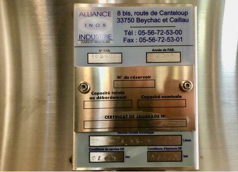 304L ss tank - Temperature-controlled 50 HL (5,000 litres) ALLIANCE INOX